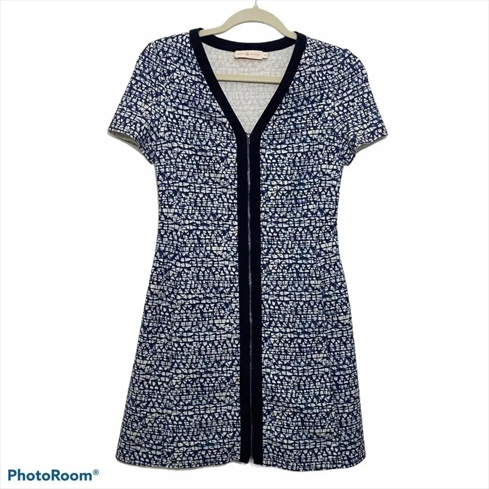 Tory Burch Geometric Print Zip Front Ponte Dress